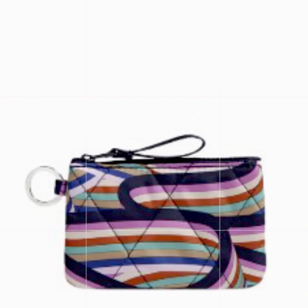 NWT Vera Bradley Zip ID Case with Keyring Retro Ribbons Pattern